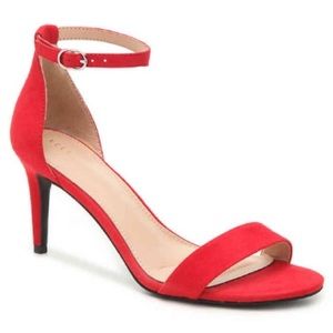 Red Suede Heeled Sandals